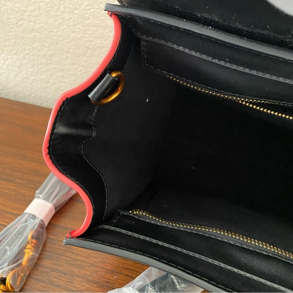 Tricolor Red Black Etoupe Micro Luggage Bag Convertible Crossbody C7-2 - Picture 12 of 13